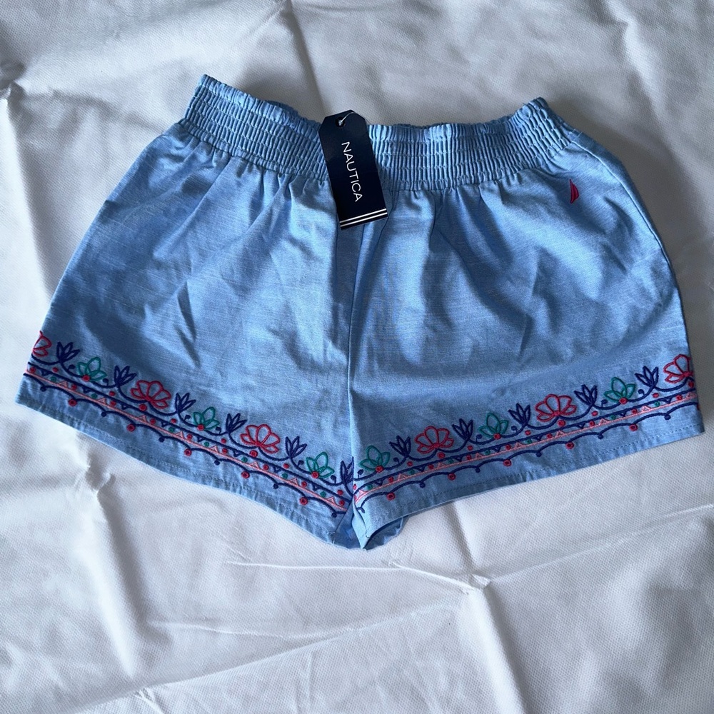 nautica girls summer floral embroidered shorts